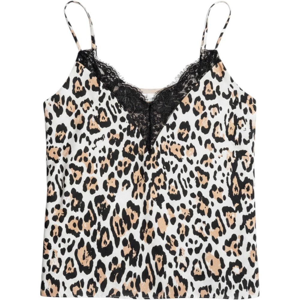Socialite Cami Tank Top Medium Leopard Lace Y2K Layer Edgy Grunge Glam Party